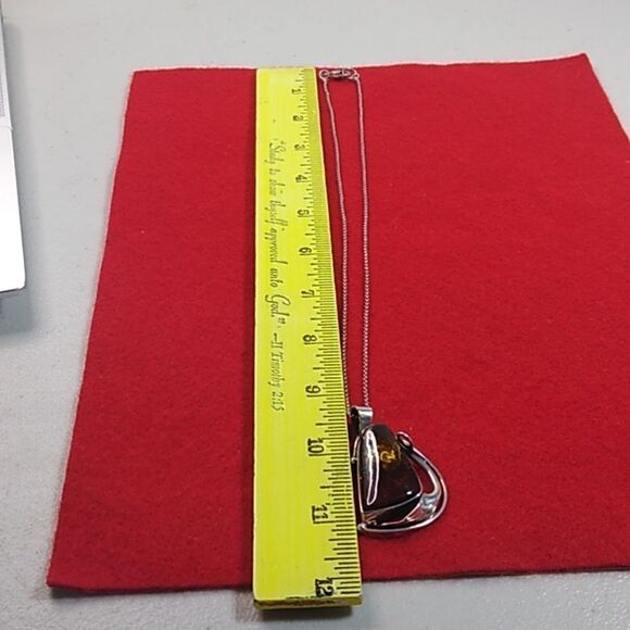 Vintage Amber Cabochon Sterling Silver Pendant/Chain Sailboat under Full Sail - Picture 6 of 10